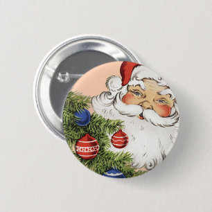 Chapa Redonda De 5 Cm Papá Noel vintage de Navidad con adornos de árbol