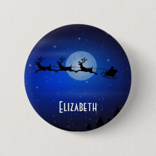 Chapa Redonda De 5 Cm Papá Noel Volador Personalizado
