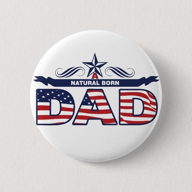 Chapa Redonda De 5 Cm Papá, padre, papá llevado natural (Anverso)