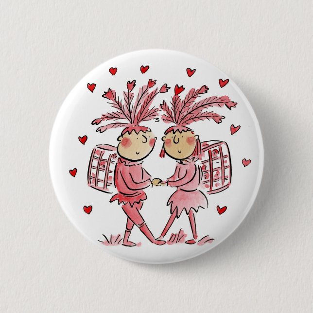 Chapa Redonda De 5 Cm Papageno y Papagena (Anverso)