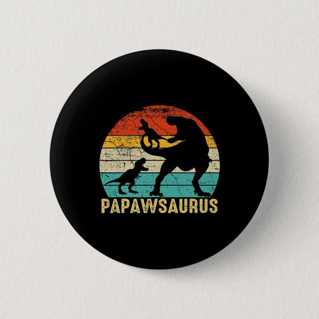 Chapa Redonda De 5 Cm Papawsaurus Rex Papaw Dinosaur 2 Día del Padre par (Anverso)