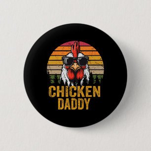 Chapa Redonda De 5 Cm Papel de pollo Papi Vintage Rooster para padre agr