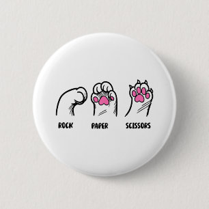 Chapa Redonda De 5 Cm Papel de rock tira de gato y patea divertida gata 