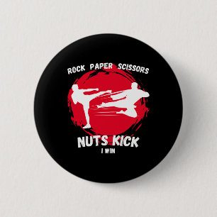 Chapa Redonda De 5 Cm Papel de rock tira de nueces gana gracioso Taekwon