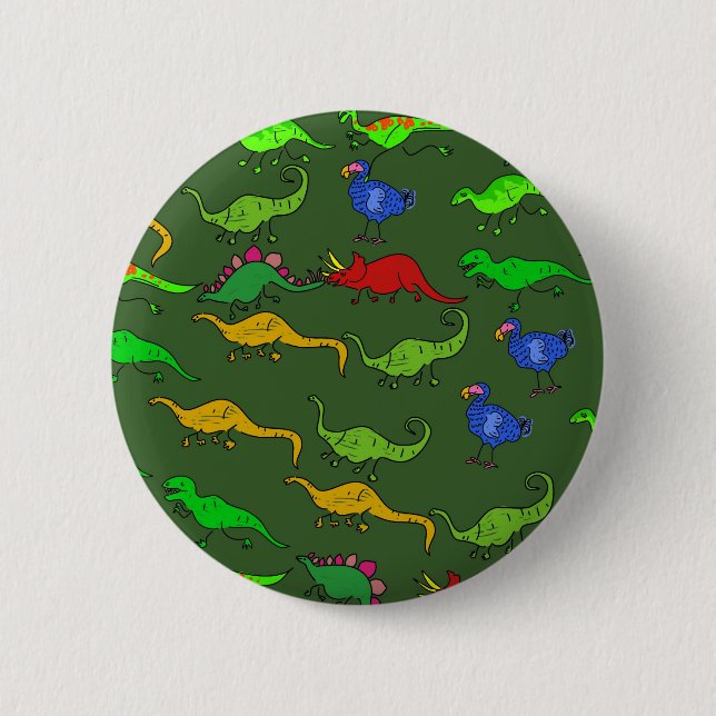 Chapa Redonda De 5 Cm Papel pintado de Dino (Anverso)
