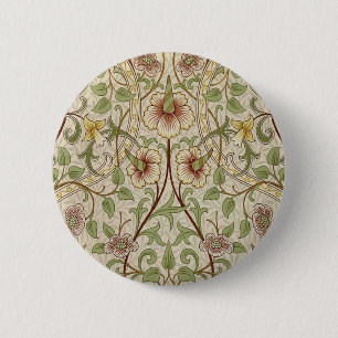 Chapa Redonda De 5 Cm Papel pintado de flores clásico Narciso de William