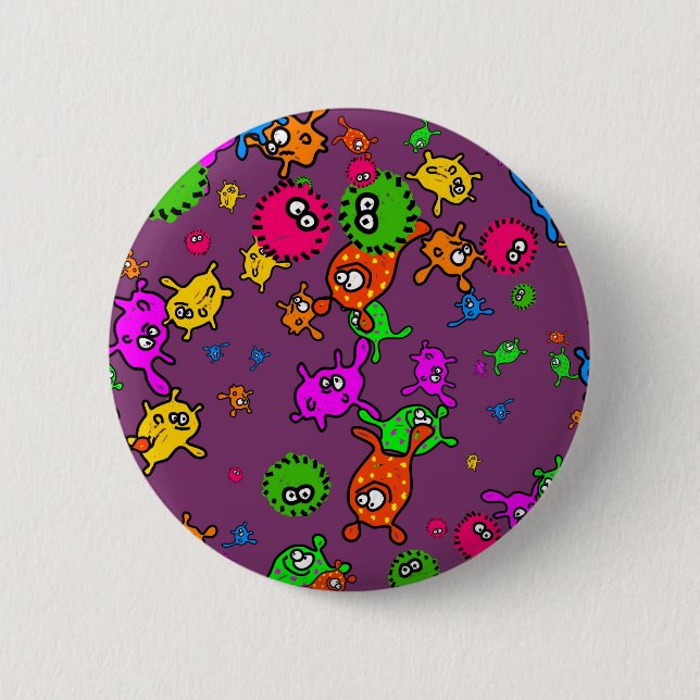 Chapa Redonda De 5 Cm Papel pintado de las bacterias (Anverso)