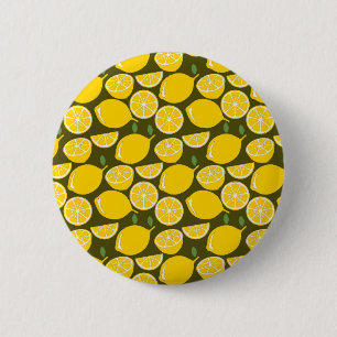 Chapa Redonda De 5 Cm Papel pintado de limón amarillo patrón verano