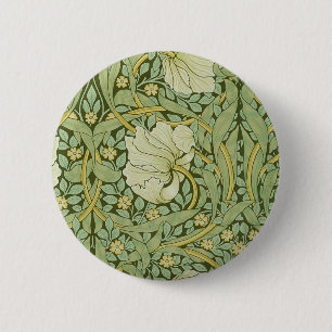 Chapa Redonda De 5 Cm Papel pintado floral azul de William Morris Pimper