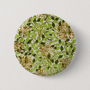 Chapa Redonda De 5 Cm Papel pintado floral de madreselva verde de Willia