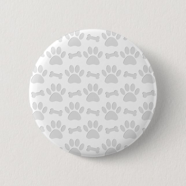 Chapa Redonda De 5 Cm Paper Cut Dog Paws And Bones Pattern (Anverso)