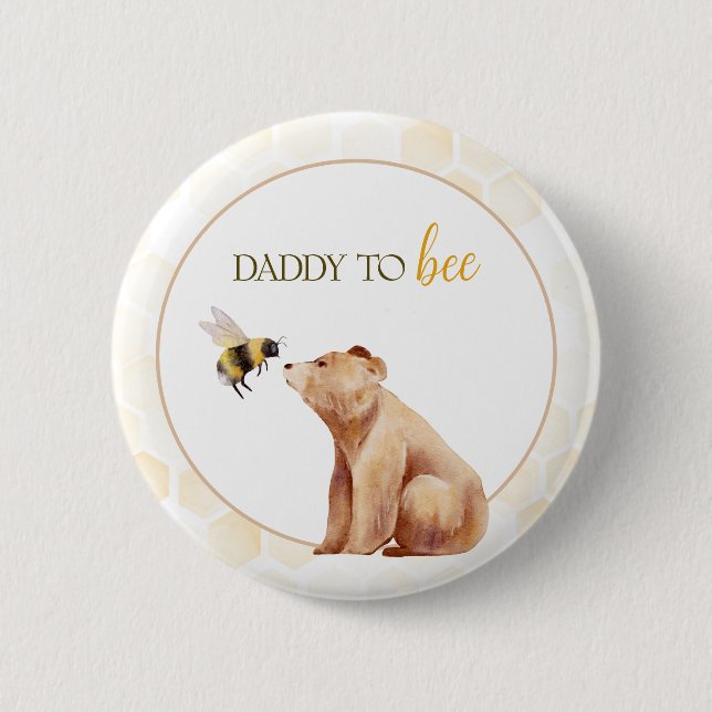 Chapa Redonda De 5 Cm Papi de Honeycomb para ser bebe oso Baby Shower (Anverso)