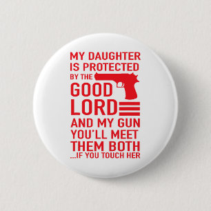 Chapa Redonda De 5 Cm Papi Protector Divertido Papá Del Chica Tee