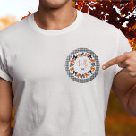 Chapa Redonda De 5 Cm Papi se doblará la coqueta de Halloween<br><div class="desc">Cuidados y coquetos colores de Halloween diseño de arcos negros,  naranjas y blancos con fondo de verificación en blanco y negro.</div>