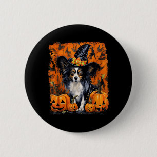 Chapa Redonda De 5 Cm Papillon perro Halloween