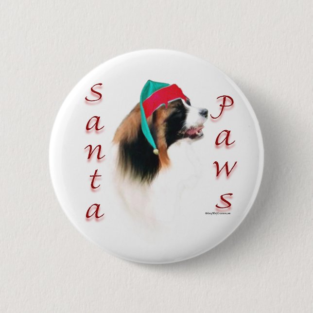 Chapa Redonda De 5 Cm Papillon Santa Paws (Anverso)