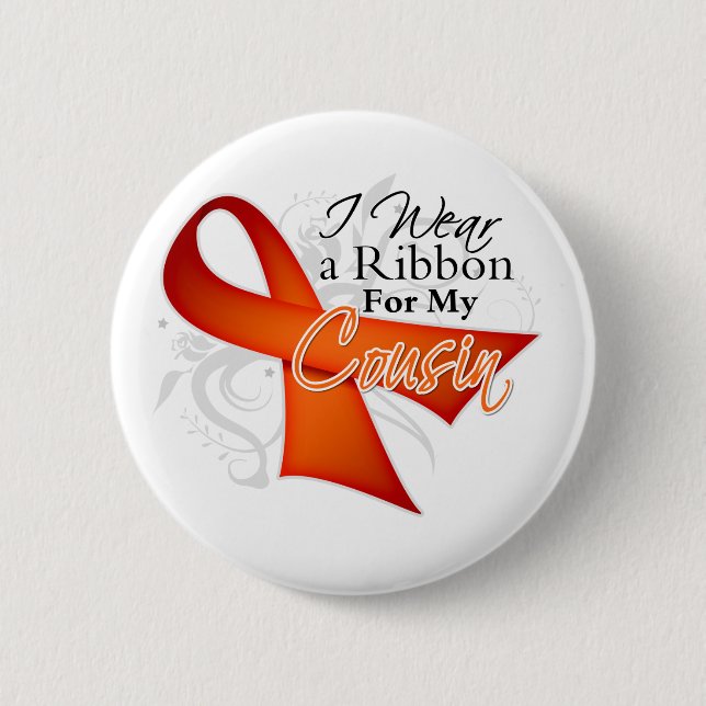 Chapa Redonda De 5 Cm Para mi primo - Leukemia Ribbon (Anverso)