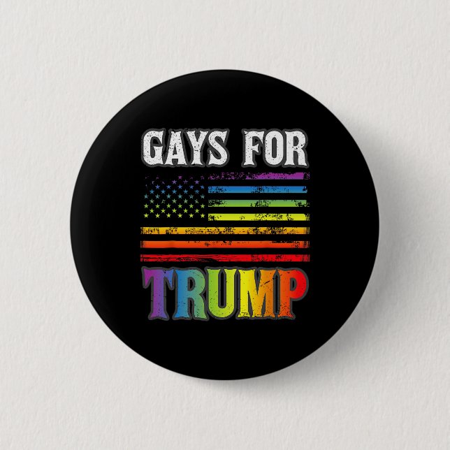 Chapa Redonda De 5 Cm Para Trump Orgullo LGBT Gay Bandera Arcoiris Votac (Anverso)