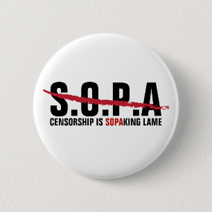 Chapa Redonda De 5 Cm Parada SOPA - La censura es hoja de metal de