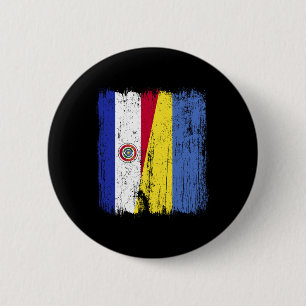 Chapa Redonda De 5 Cm Paraguay Ucrania Media Bandera Paraguaya Herencia