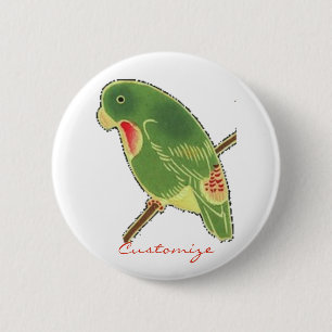 Chapa Redonda De 5 Cm Parakeet verde tropical Thunder_Cove