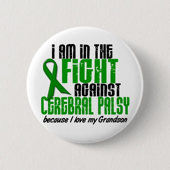 Chapa Redonda De 5 Cm Parálisis cerebral en la lucha para mi nieto 1 (Anverso)