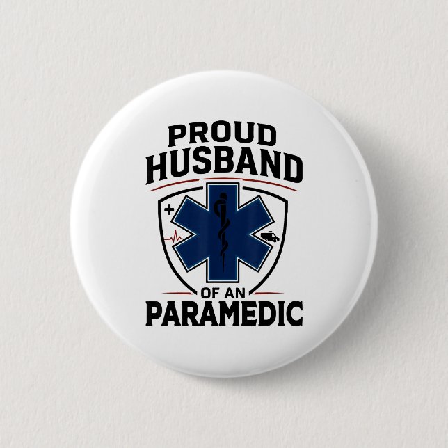 Chapa Redonda De 5 Cm Paramedic Husband Proud Husband Of An Paramedic  (Anverso)