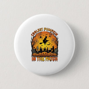 Chapa Redonda De 5 Cm Parche de Calabaza más Cool Halloween Bruja Arañas