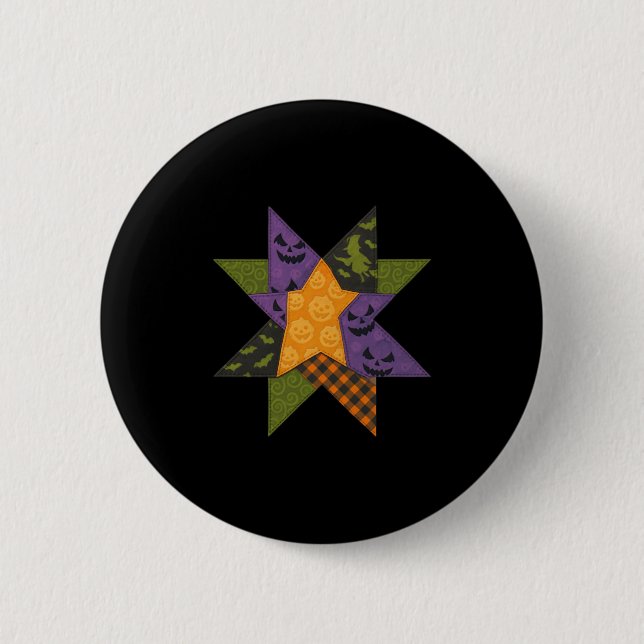 Chapa Redonda De 5 Cm Parche Quilling Block Star Pattern Halloween Qu (Anverso)