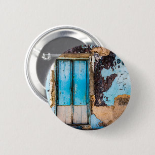 Chapa Redonda De 5 Cm Pared azul y puerta
