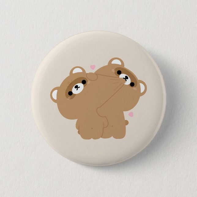 Chapa Redonda De 5 Cm Pareja Cute Beaver (Anverso)