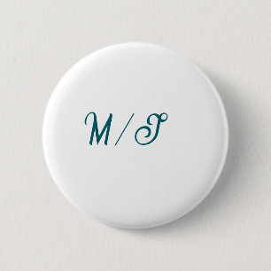 Chapa Redonda De 5 Cm Pareja de boda monograma turquesa nombre simple es