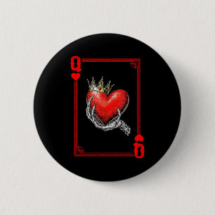 Chapa Redonda De 5 Cm Pareja de cartas de juego Reina Rey De Corazones C