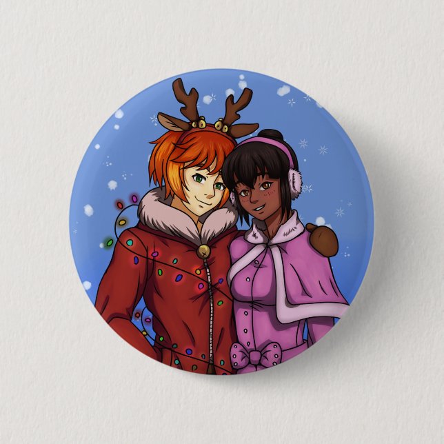 Chapa Redonda De 5 Cm Pareja de navidades (Anverso)