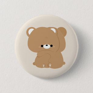 Chapa Redonda De 5 Cm Pareja De Oso Marrón Cute