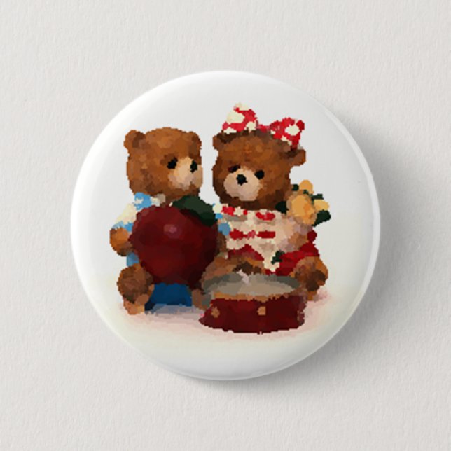 Chapa Redonda De 5 Cm Pareja de osos de peluche (Anverso)