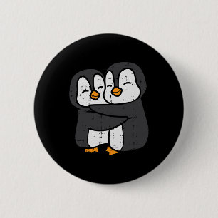 Chapa Redonda De 5 Cm Pareja de pingüinos abraza a mujeres hombres Chica