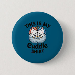 Chapa Redonda De 5 Cm Pareja de Unicornios Adorables Se Acurrucan Este E