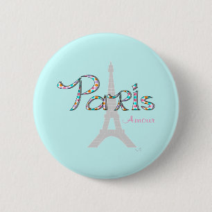 Chapa Redonda De 5 Cm PARIS Amour con Torre Eiffel