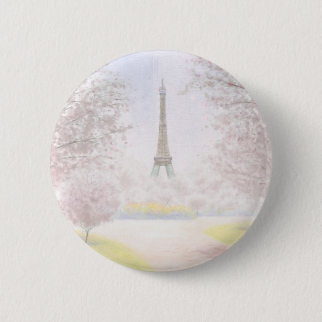 Chapa Redonda De 5 Cm París bonita en pasteles (Anverso)