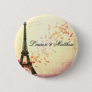 Chapa Redonda De 5 Cm París en amor - torre Eiffel