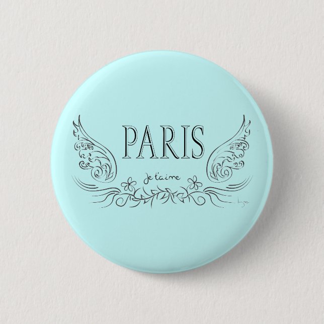 Chapa Redonda De 5 Cm PARIS Je t'aime (te amo) (Anverso)