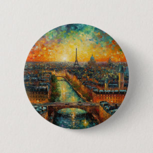 Chapa Redonda De 5 Cm París por la noche estilo van Gogh