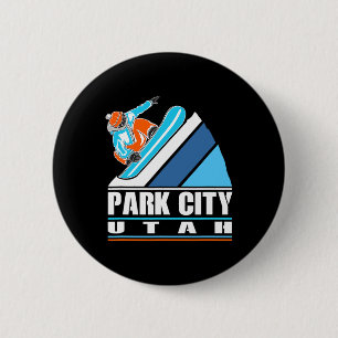 Chapa Redonda De 5 Cm Park City Utah - Vintage Snowboarder