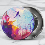 Chapa Redonda De 5 Cm Parkour Urban Free Running Freestyling Moderno Art<br><div class="desc">La impresión de un artista colorido de que se practica el parkour en una calle urbana trasera.</div>