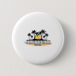 Chapa Redonda De 5 Cm Parque de playa de Poipu retro surfing Beach Hawai
