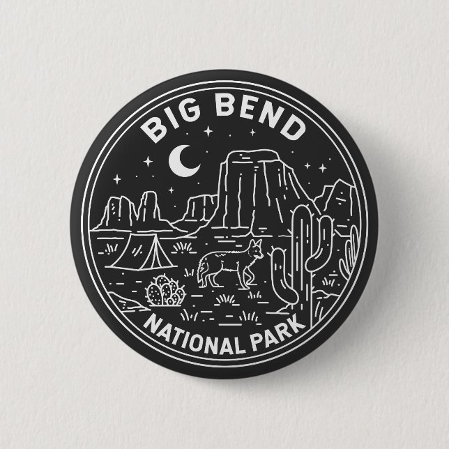 Chapa Redonda De 5 Cm Parque nacional Big Bend Monoline (Anverso)