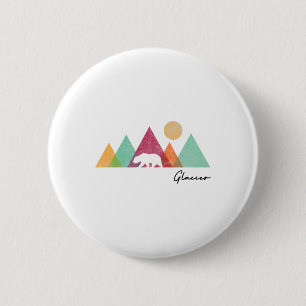 Chapa Redonda De 5 Cm Parque Nacional Glaciar Colorido Montana Mujeres H