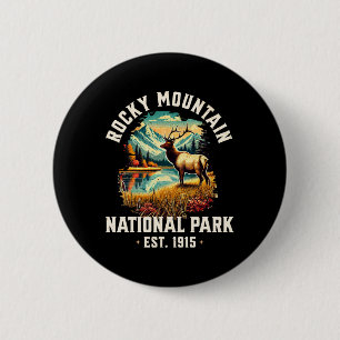 Chapa Redonda De 5 Cm Parque Nacional Montañas Rocosas Retro Vintage EE.