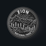 Chapa Redonda De 5 Cm Parque nacional Zion Utah Vintage Monoline<br><div class="desc">Diseño de monolina del Parque Nacional Zion. El parque es una reserva natural del suroeste de Utah que se distingue por los acantilados rojos pronunciados del cañón de Zion.</div>